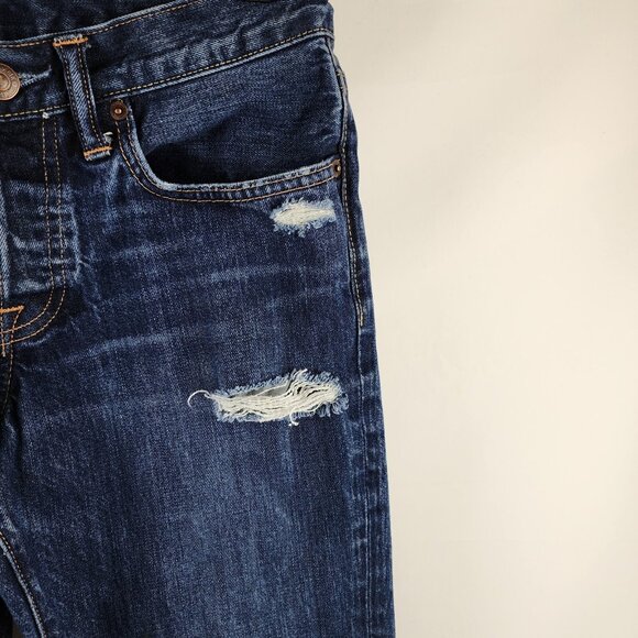 Abercrombie & Fitch Jeans Mens 28x30 Slim Straight Button Fly Dark Wash Denim - Picture 4 of 12